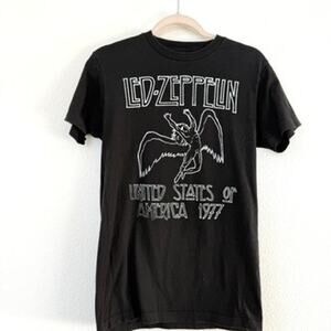 Led Zeppelin 1977 Tour Authentic Band T-Shirt Black Small Rock Graphic Tee